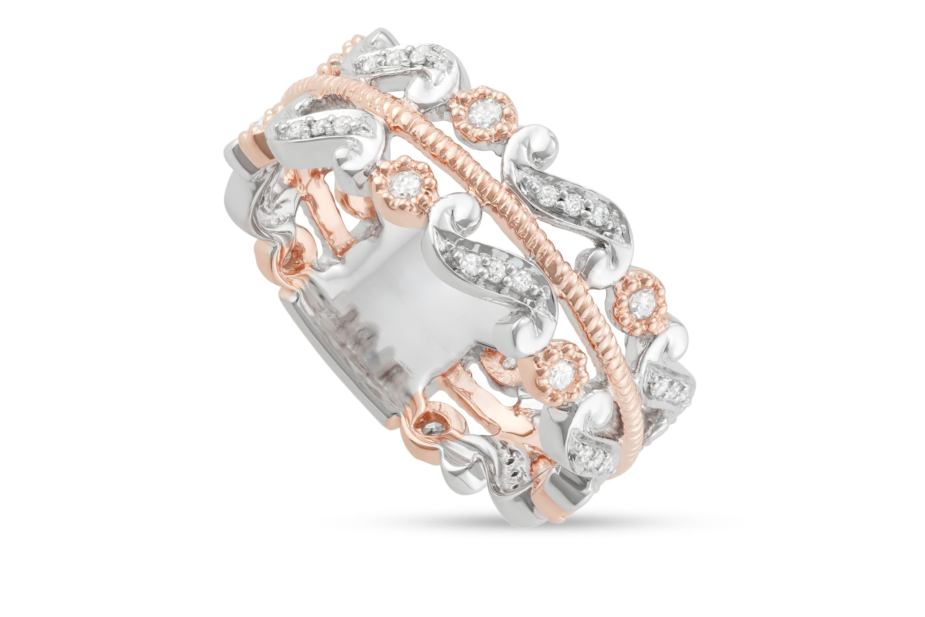 1/4 CTTW Two-Tone Art Deco Fashion Diamond in 10K Gold