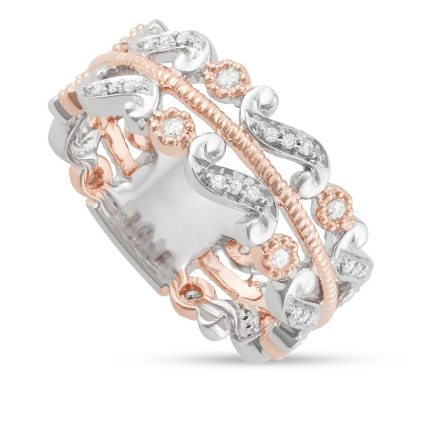 1/4 CTTW Two-Tone Art Deco Fashion Diamond in 10K Gold