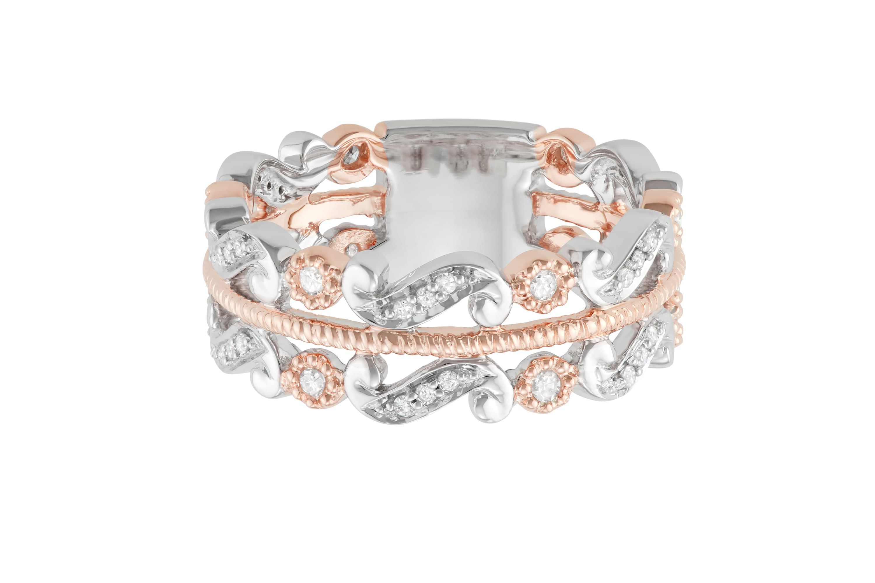 1/4 CTTW Two-Tone Art Deco Fashion Diamond in 10K Gold