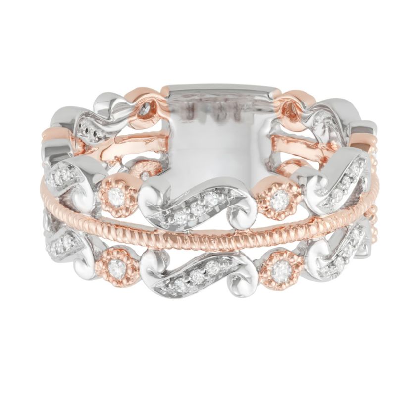 1/4 CTTW Two-Tone Art Deco Fashion Diamond in 10K Gold