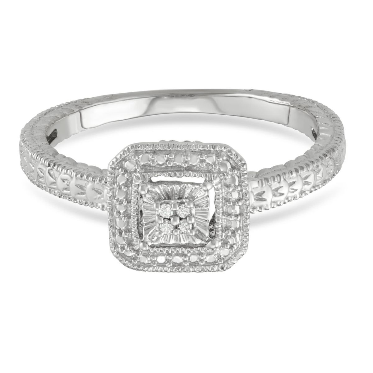 0.04 CTTW White Square Ring in Sterling Silver