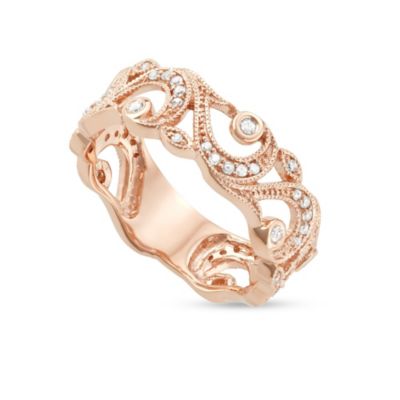 MyDiamondBox 1/4 CTTW Diamond Art Deco Fashion Band in 10K Rose Gold
