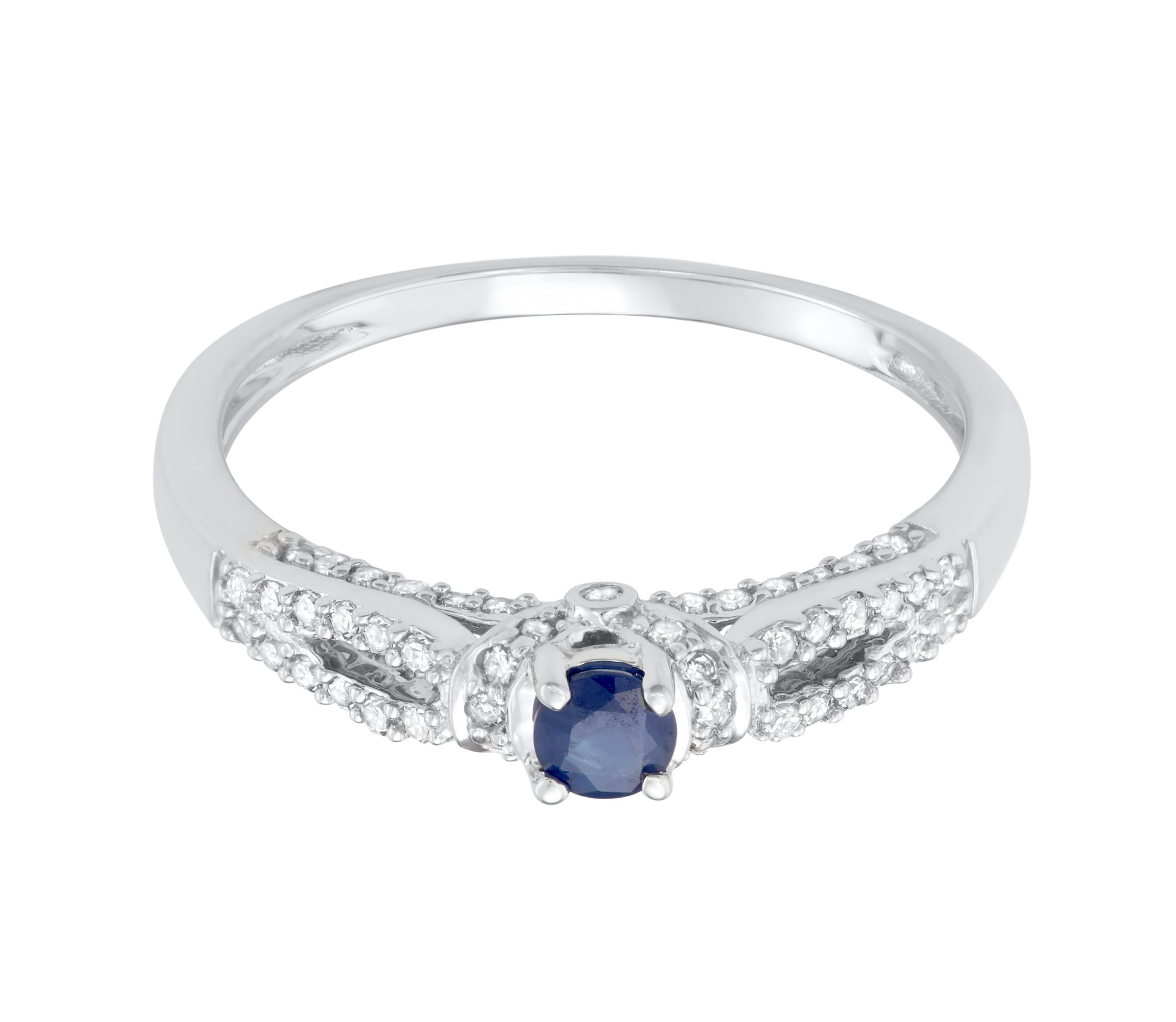 1/2 CTTW Diamond And Blue Sapphire Engagement Ring in 14KW