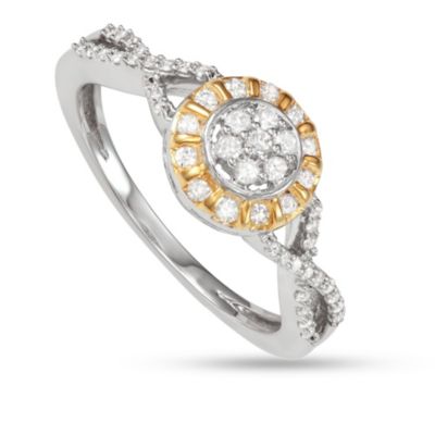 MyDiamondBox 1/3 CTTW Halo Look Infinity Diamond Ring in Yellow Gold Plated Sterling Silver