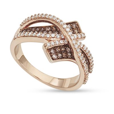 MyDiamondBox 3/4 CTTW Brown & White Diamond Fashion Ring in 10K Rose Gold, 6