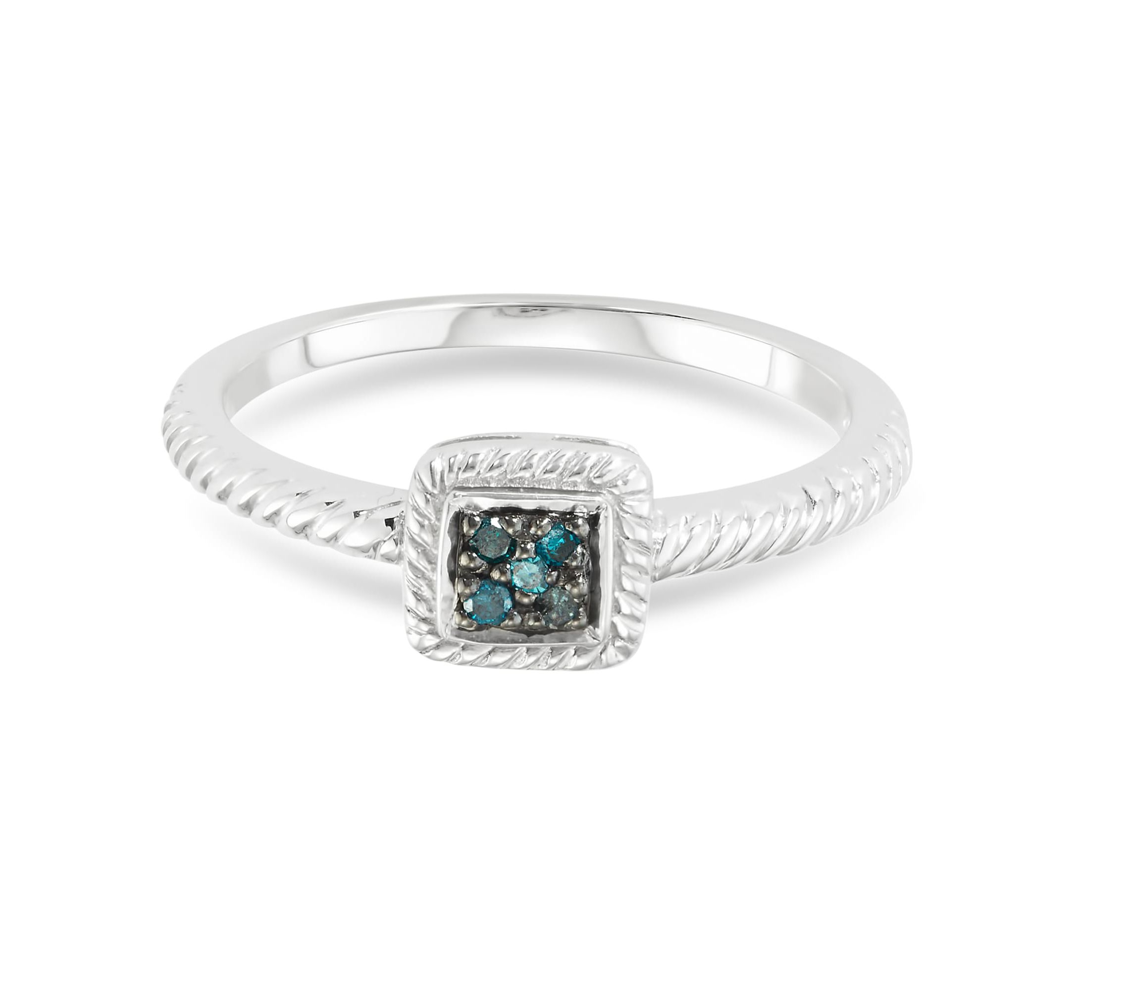 0.05 CTTW Blue Diamond Rope Design Ring in Sterling Silver