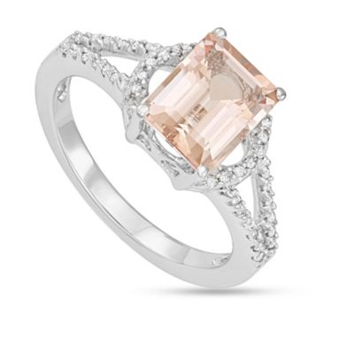MyDiamondBox 2.31 CTTW Diamond And Morganite Ring in 14K Gold, White, 8