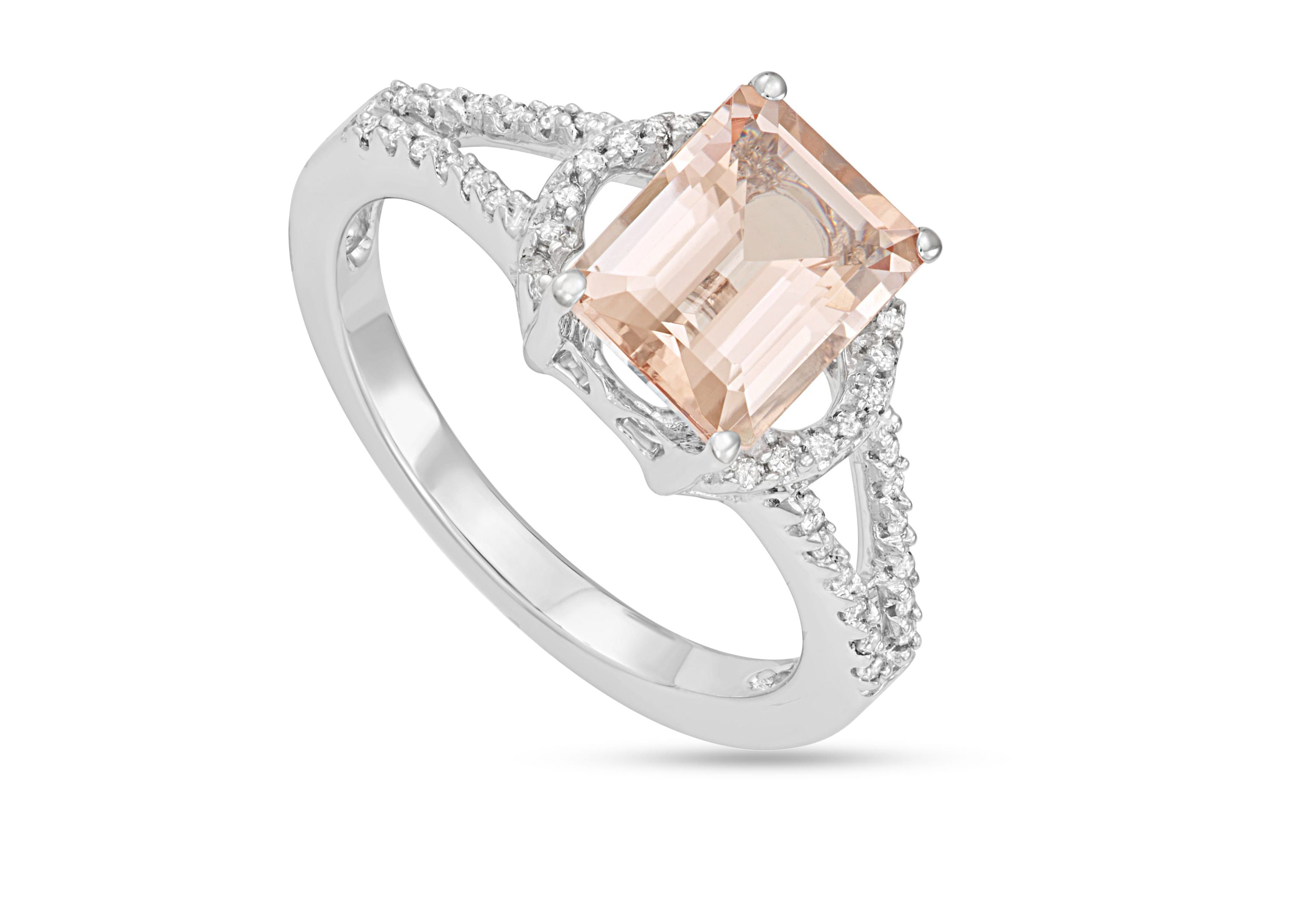 2.31 CTTW Diamond And Morganite Ring in 14K Gold