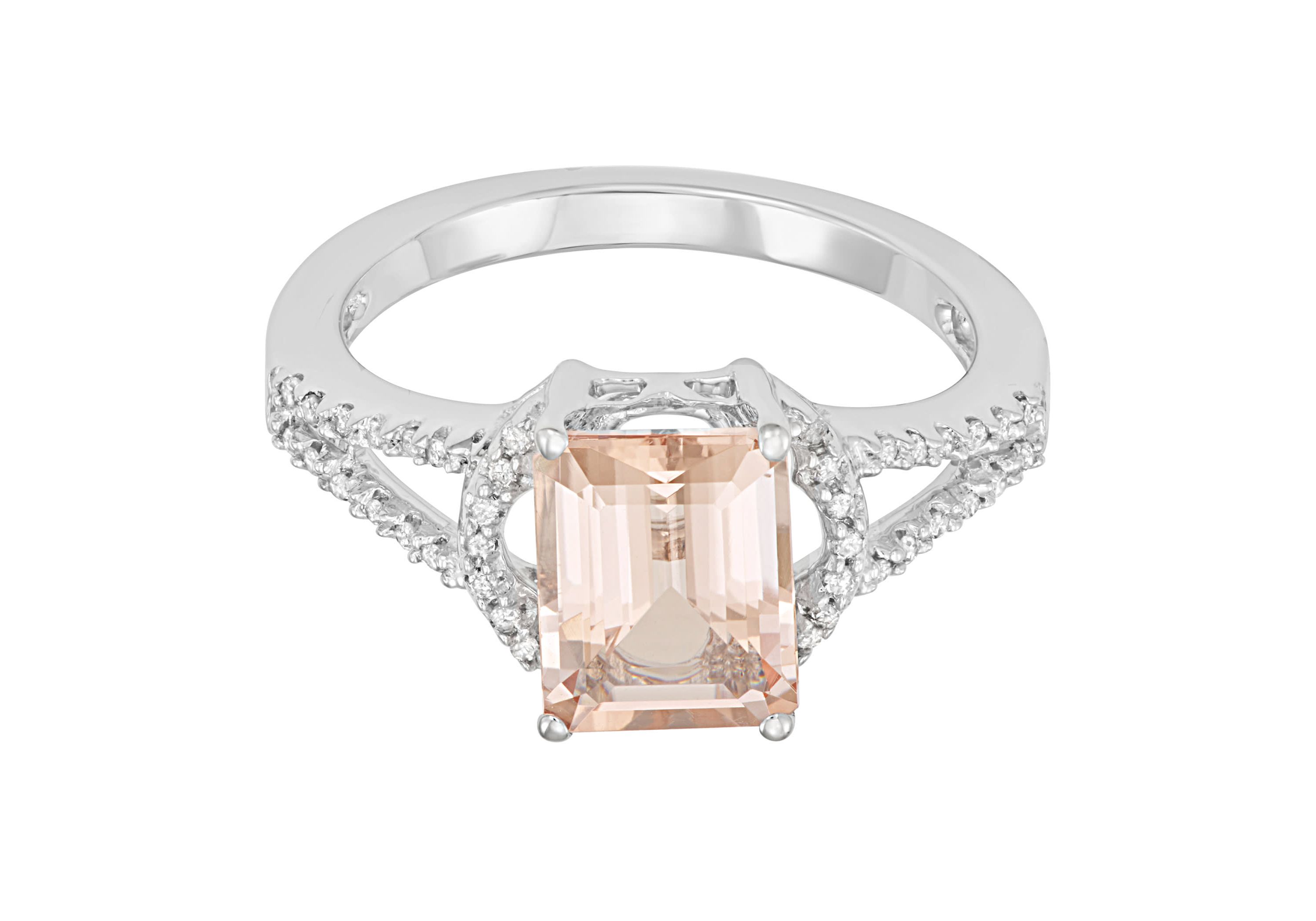 2.31 CTTW Diamond And Morganite Ring in 14K Gold