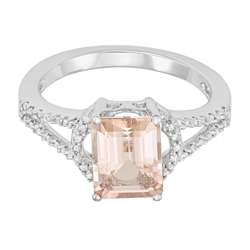2.31 CTTW Diamond And Morganite Ring in 14K Gold