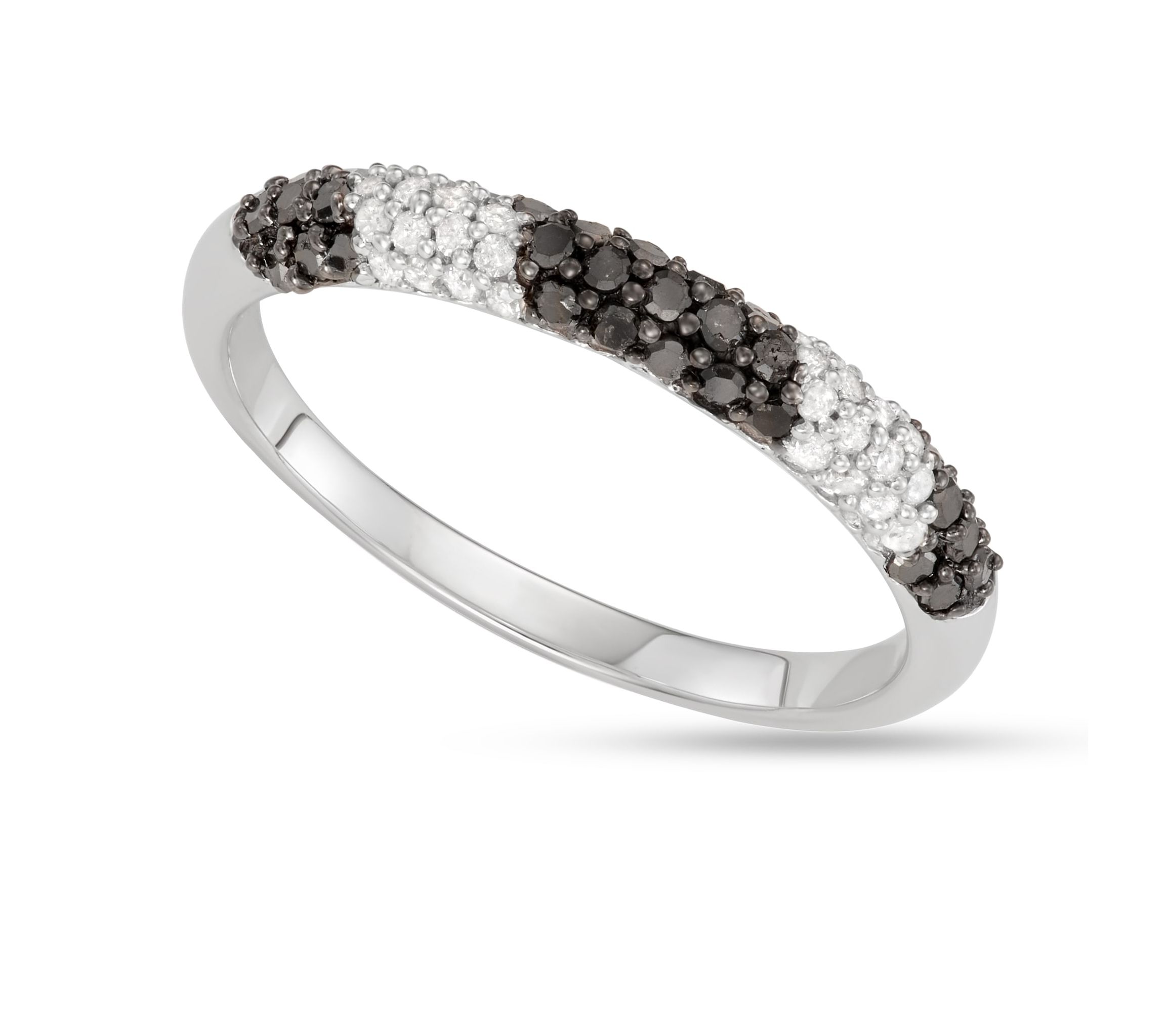 1/2 CTTW Black & White Diamond Ring in Sterling Silver