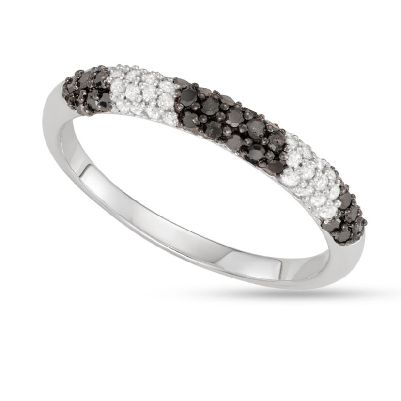 1/2 CTTW Black & White Diamond Ring in Sterling Silver