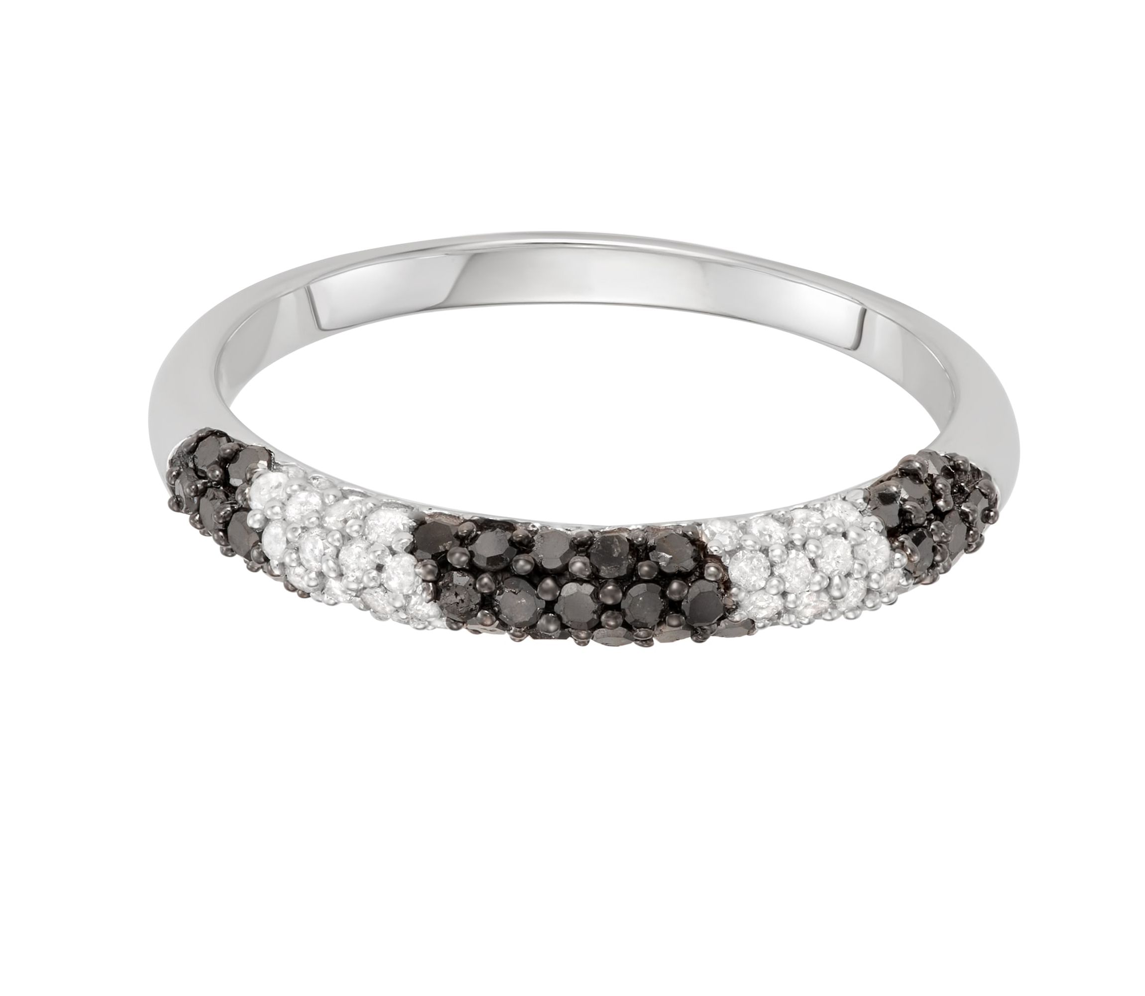 1/2 CTTW Black & White Diamond Ring in Sterling Silver