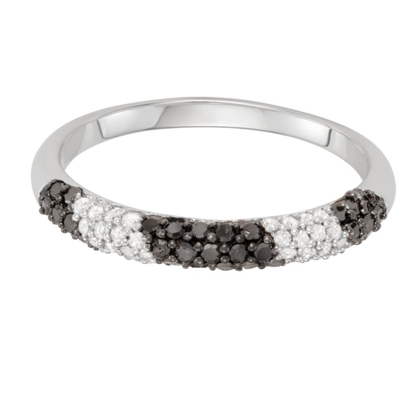 1/2 CTTW Black & White Diamond Ring in Sterling Silver