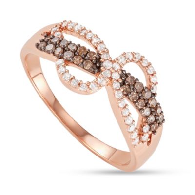 MyDiamondBox 3/8 CTTW White & Brown Diamond ''Knot Design'' Cocktail Ring in 10K Rose Gold, 6