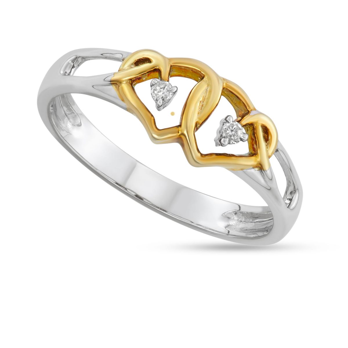 0.03 CTTW Heart Shape Promise Ring in Sterling Silver