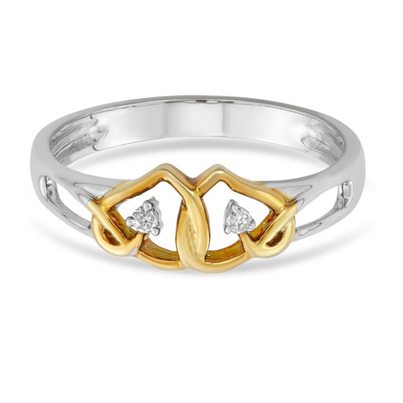 0.03 CTTW Heart Shape Promise Ring in Sterling Silver