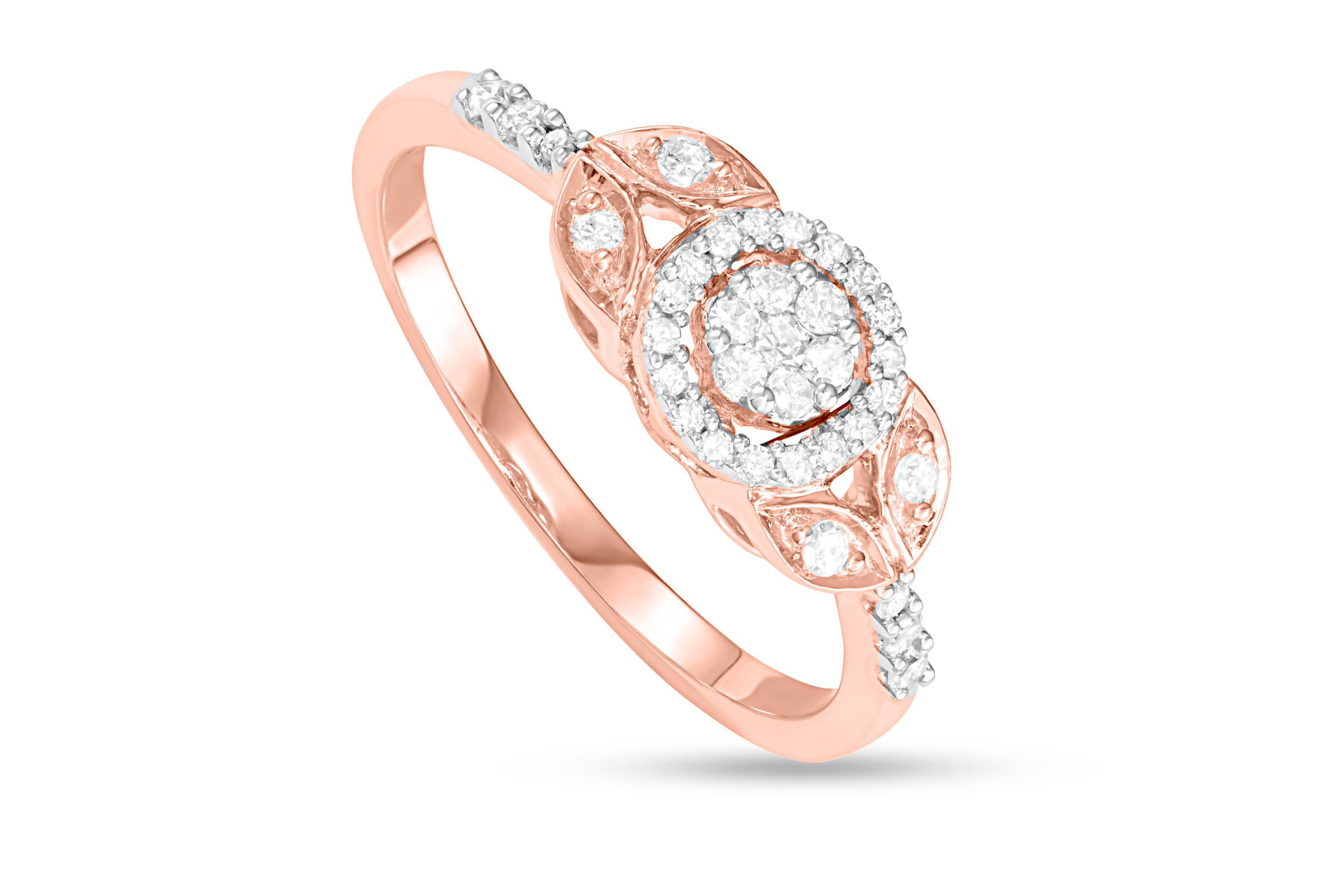1/4 CTTW Cluster Halo Ring in 10K Rose Gold