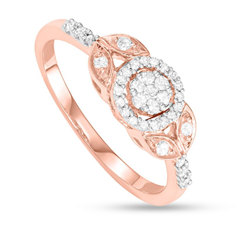 1/4 CTTW Cluster Halo Ring in 10K Rose Gold