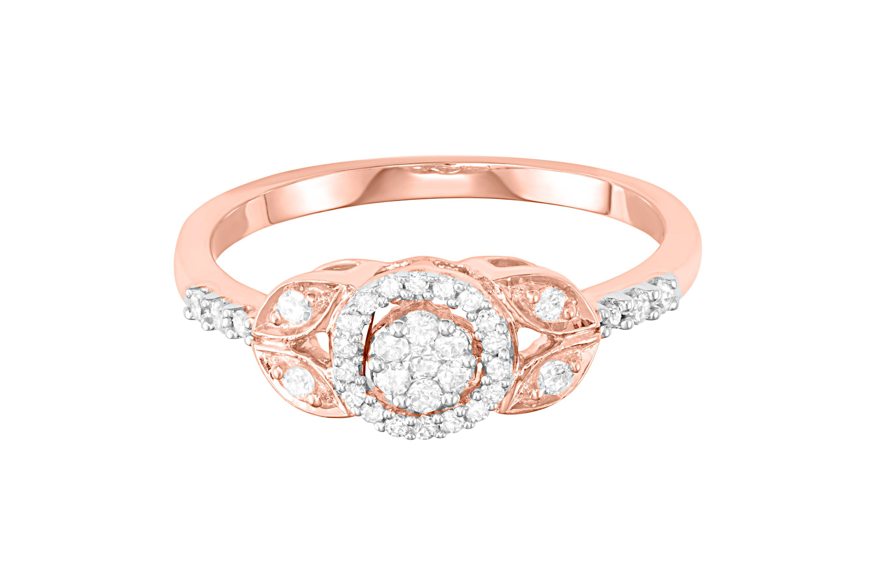 1/4 CTTW Cluster Halo Ring in 10K Rose Gold