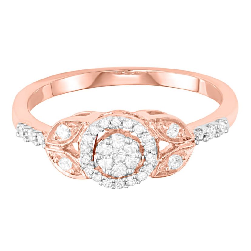 1/4 CTTW Cluster Halo Ring in 10K Rose Gold