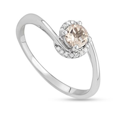MyDiamondBox 1/2 CTTW Morganite and Diamond Solitaire Ring in 14K White Gold