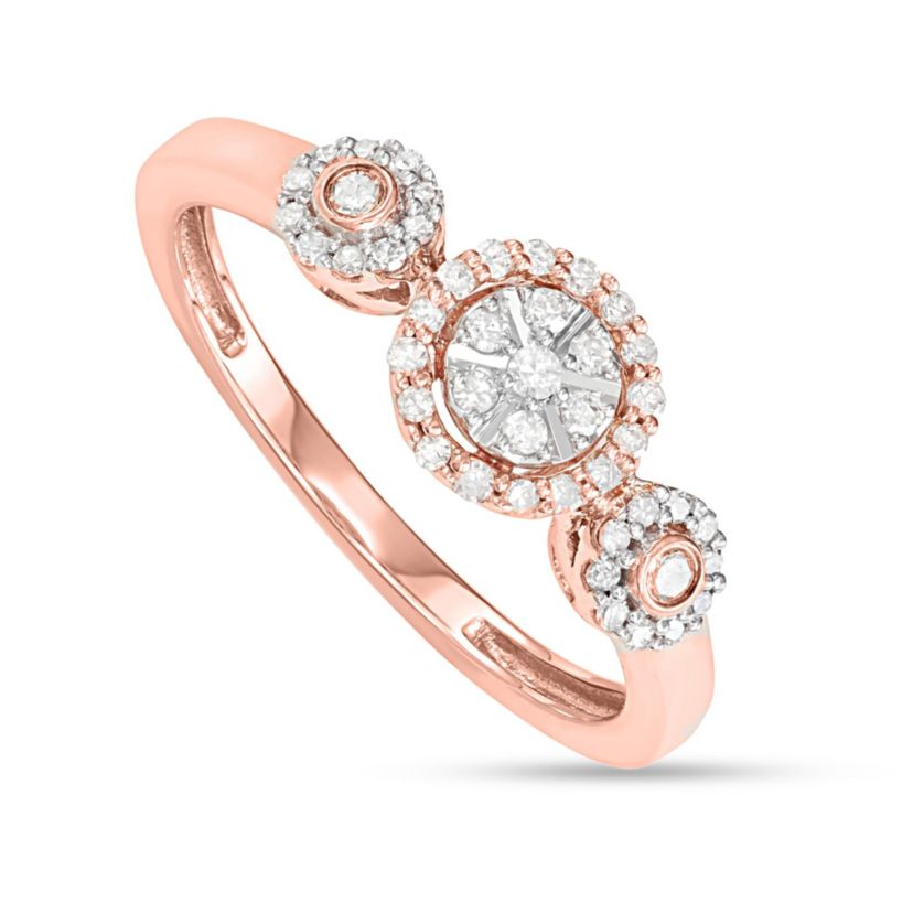 1/4 CTTW "3 Stone"Diamond Band in 10K Rose Gold