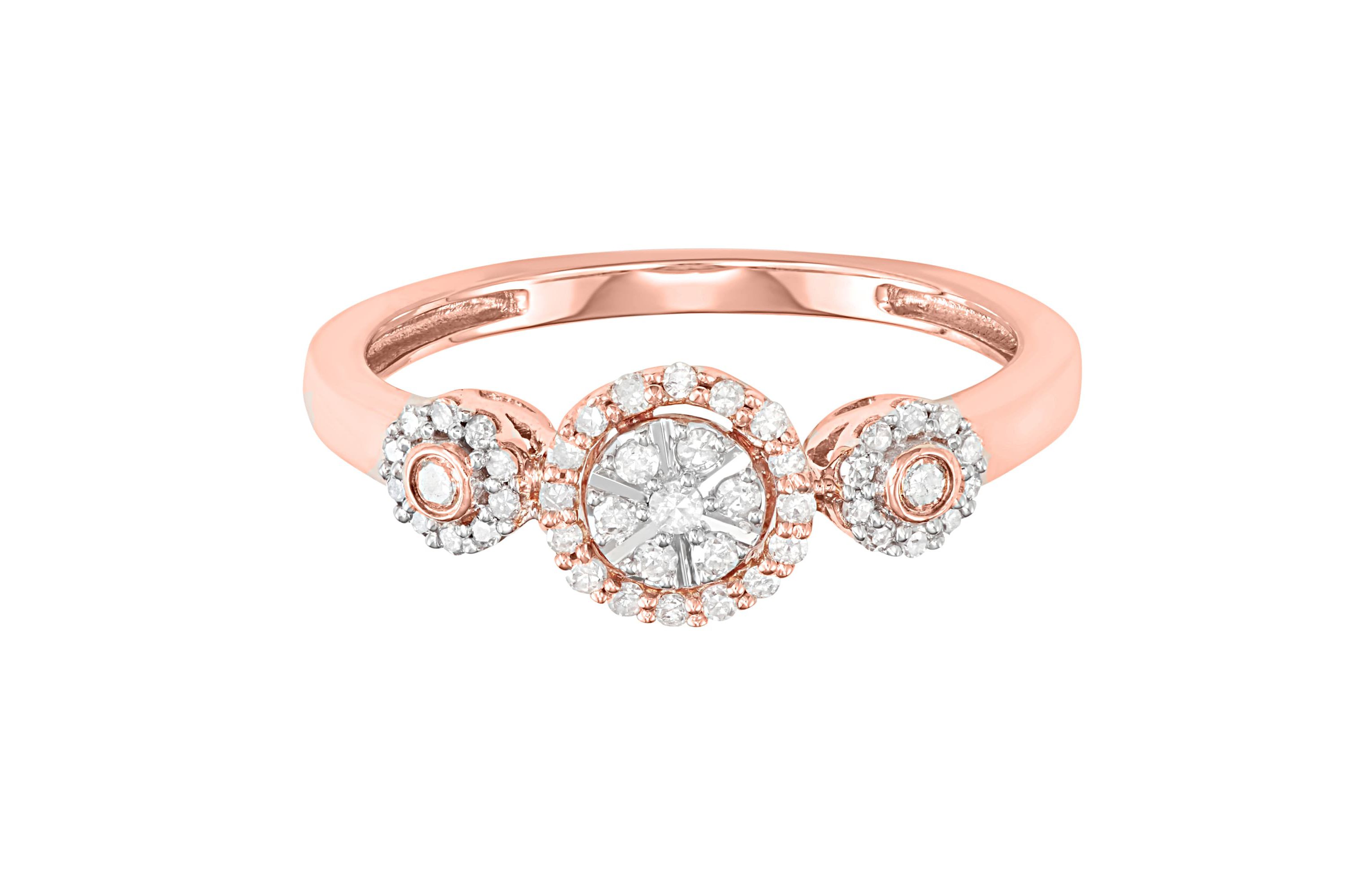 1/4 CTTW "3 Stone"Diamond Band in 10K Rose Gold