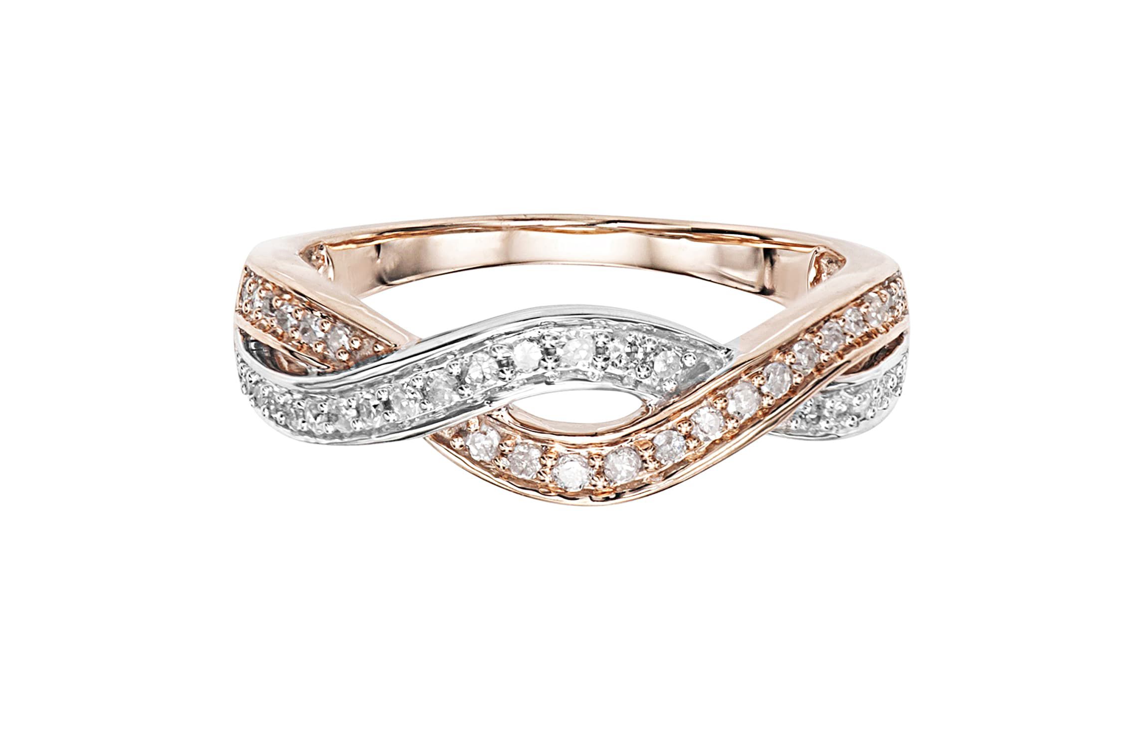1/4 CTTW Fashion Diamond Two Tone Band in 10K Gold