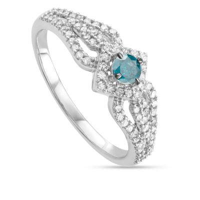 1/2 CTTW Blue Diamond Solitaire Ring 14K White Gold, Size 8 – 65% Off