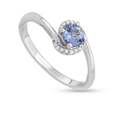 MyDiamondBox 1/2 CTTW CTTW Tanzanite and Diamond Bridal Set in 14K White Gold, 9