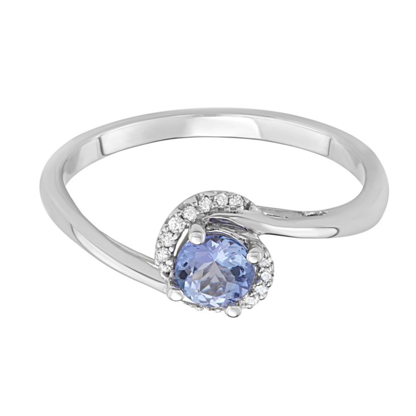 1/2 CTTW CTTW Tanzanite and Diamond Bridal Set in 14K White Gold