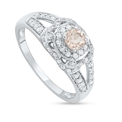 MyDiamondBox 1 CTTW Diamond And Morganite Engagement Ring in 14KW