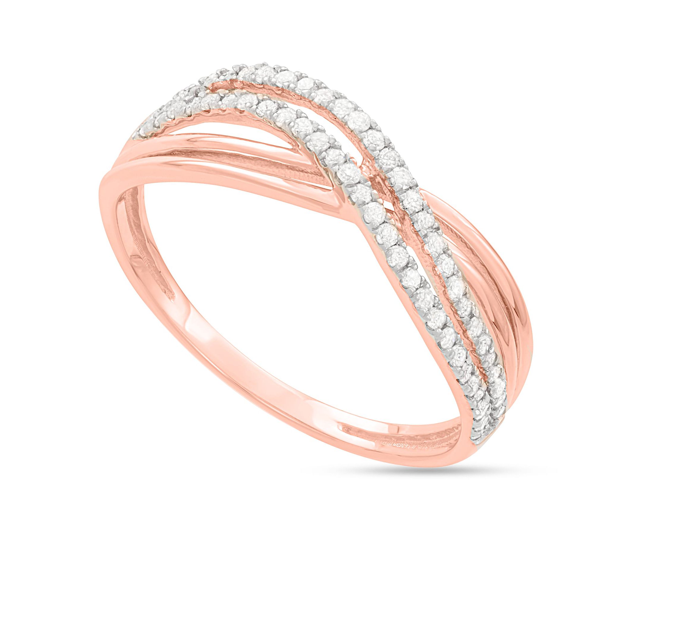 1/5 CTTW Diamond By-Pass Ring in Rose Gold Plated Sterling Silver