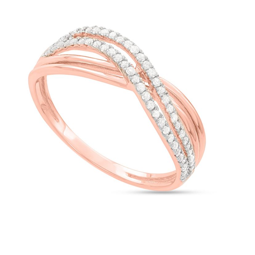 1/5 CTTW Diamond By-Pass Ring in Rose Gold Plated Sterling Silver