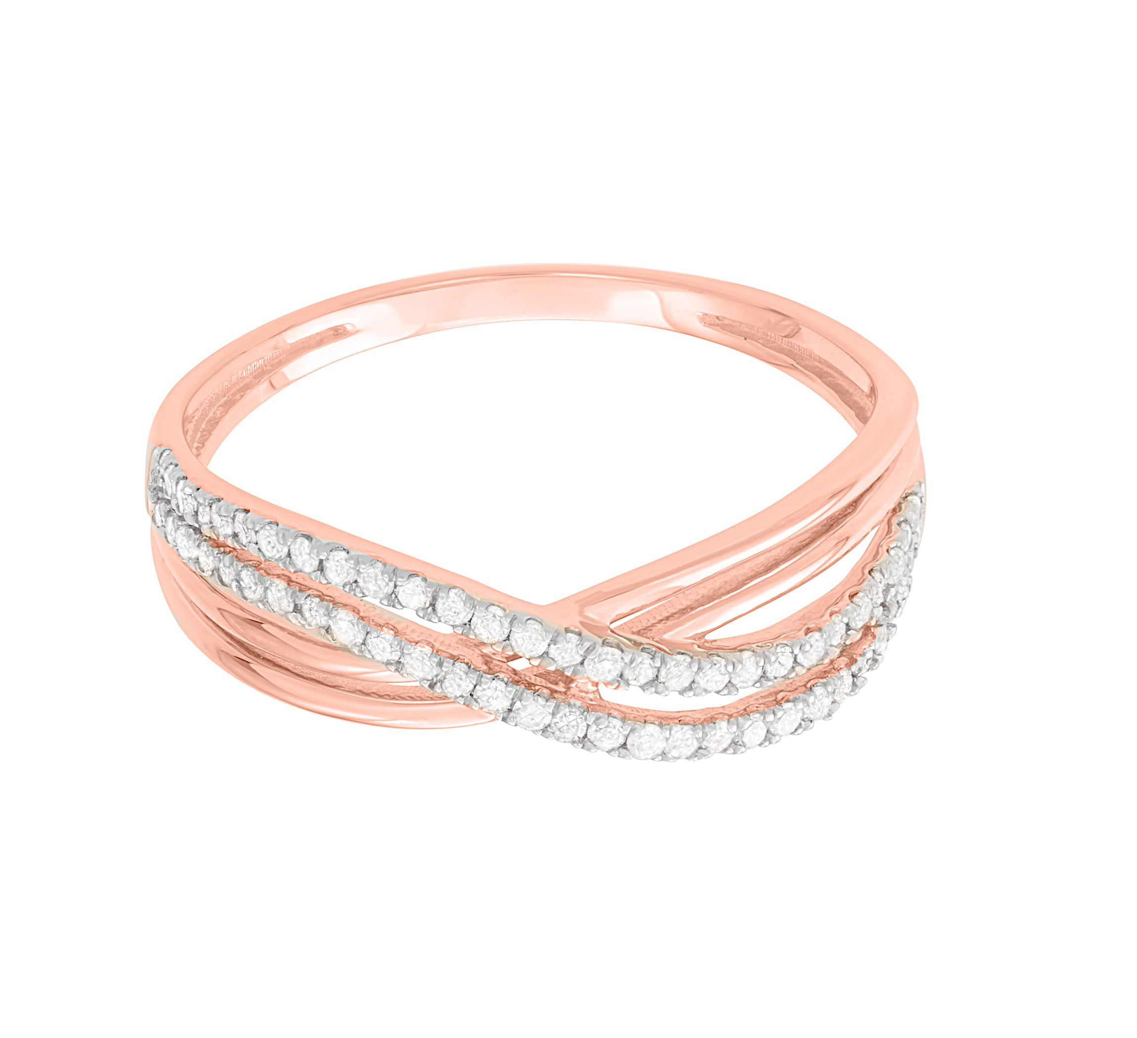 1/5 CTTW Diamond By-Pass Ring in Rose Gold Plated Sterling Silver
