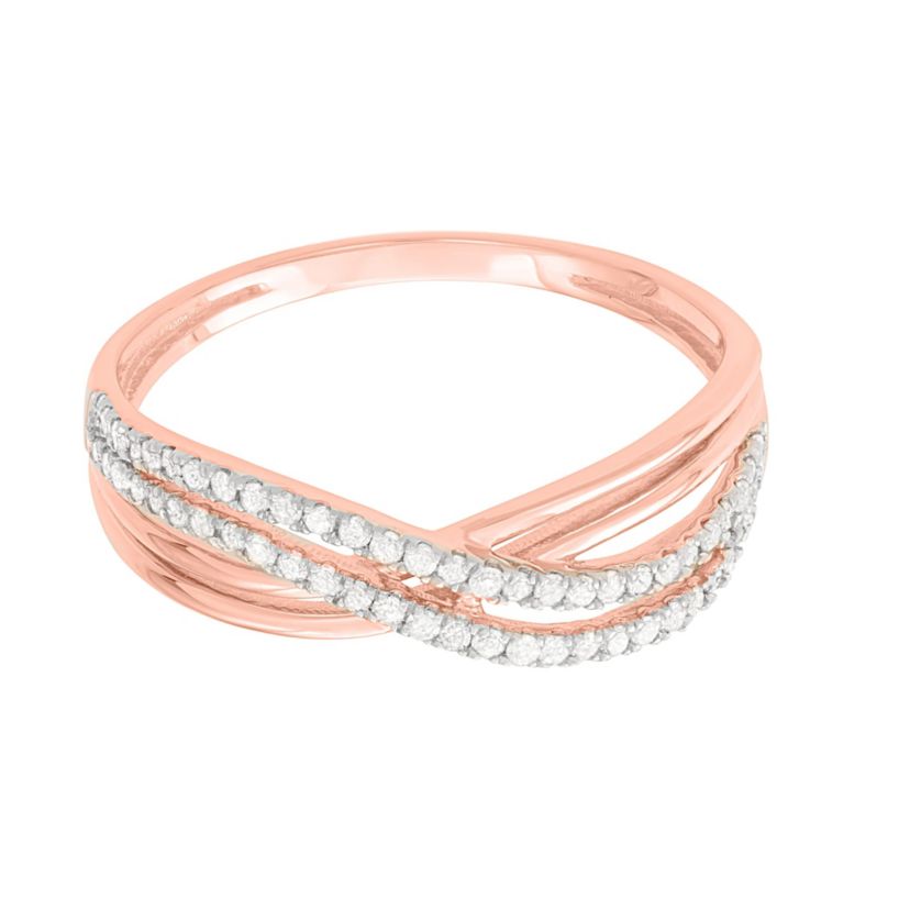 1/5 CTTW Diamond By-Pass Ring in Rose Gold Plated Sterling Silver