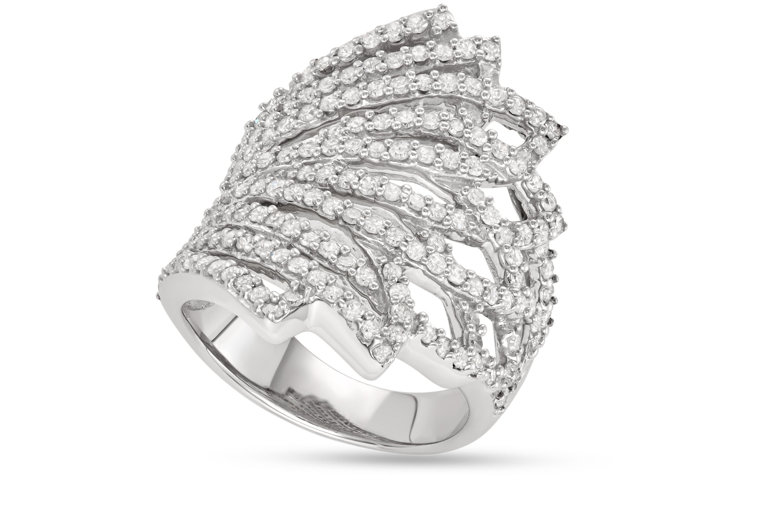 1 1/2 CTTW Diamond Cocktail Fashion Ring in Sterling Silver