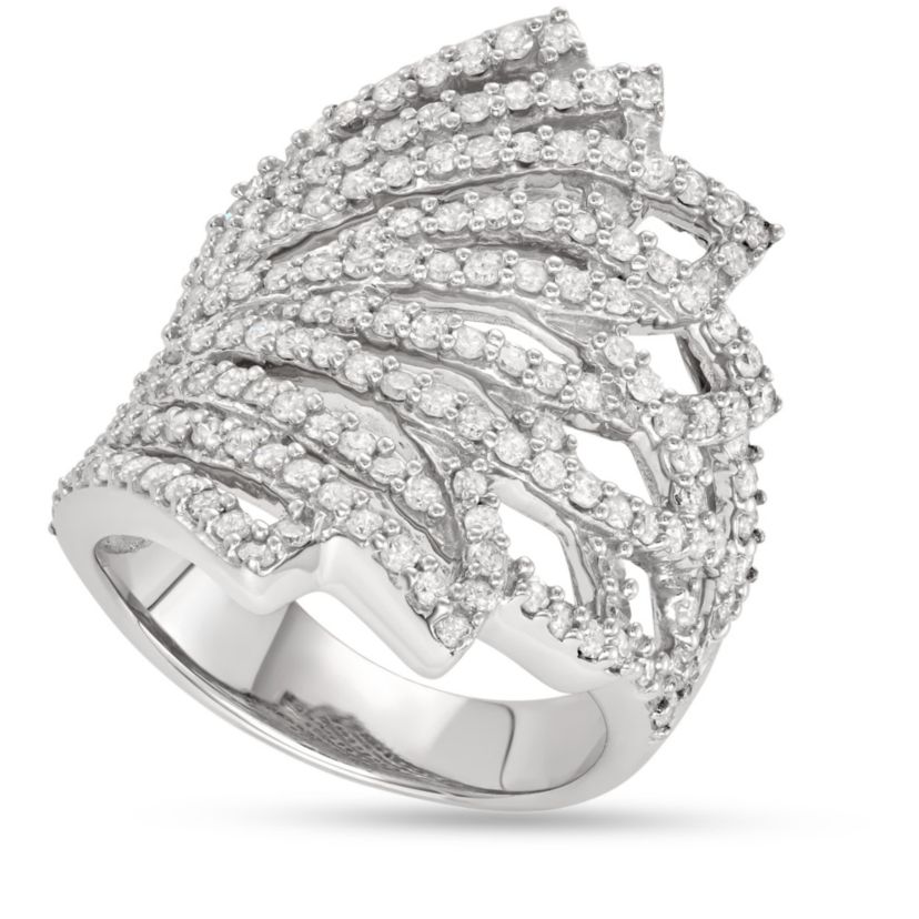 1 1/2 CTTW Diamond Cocktail Fashion Ring in Sterling Silver