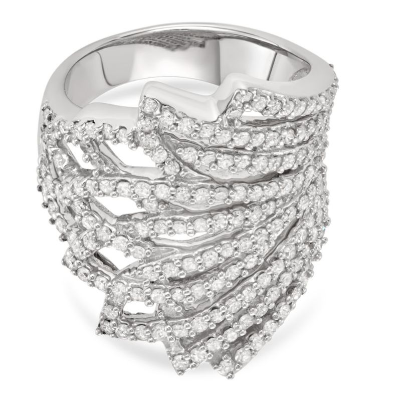 1 1/2 CTTW Diamond Cocktail Fashion Ring in Sterling Silver
