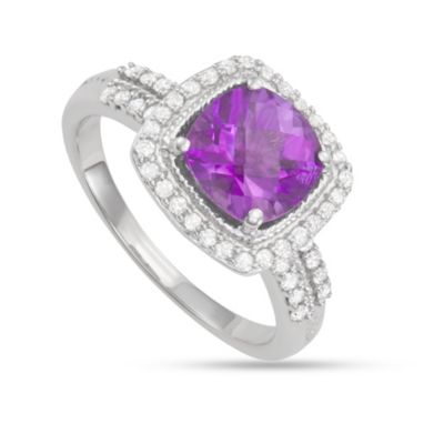 MyDiamondBox 2.75 CTTW Amethyst And Dia Ring in Sterling Silver, 9