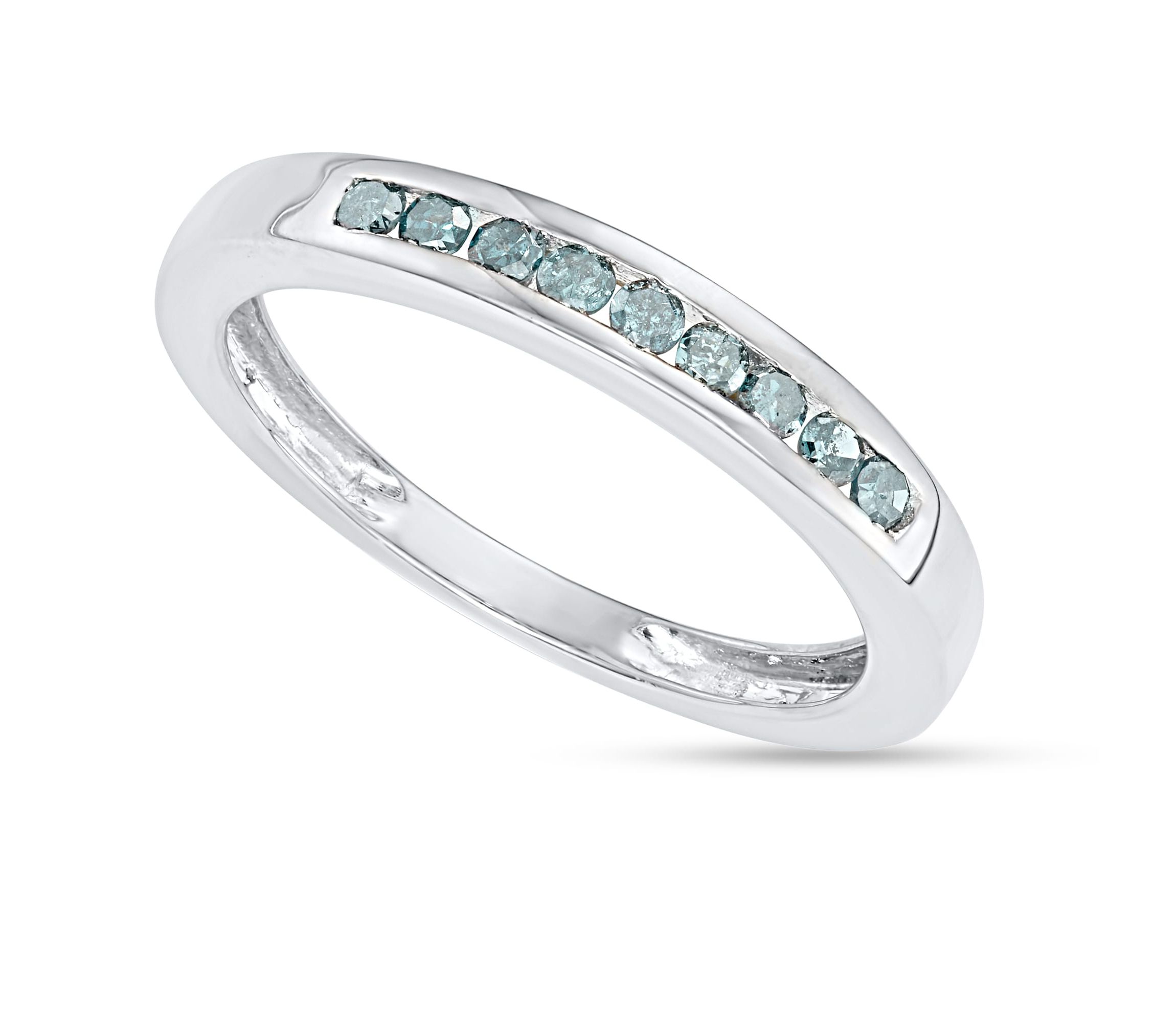 1/4 CTTW Blue Diamond Channel Band in Sterling Silver