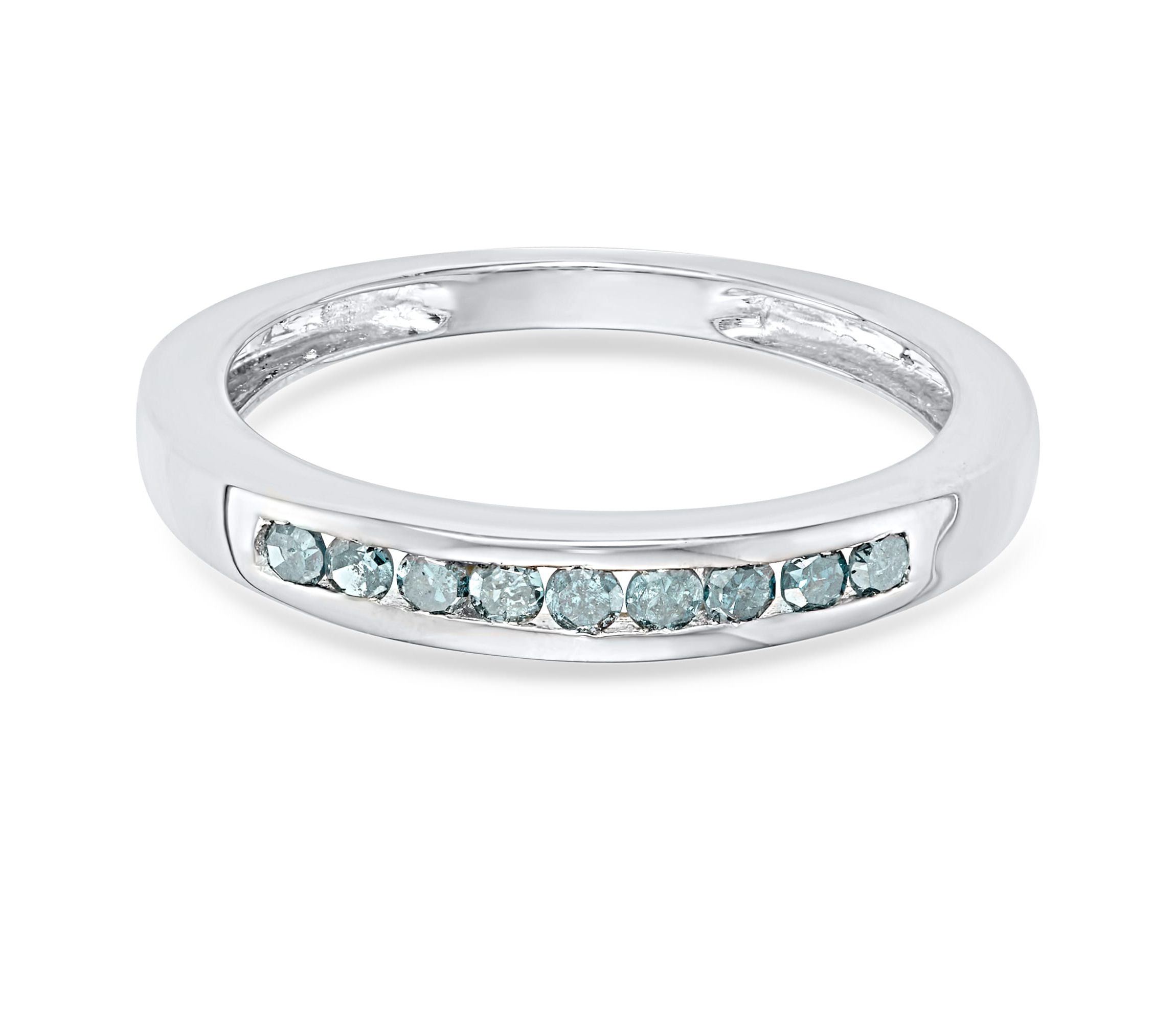 1/4 CTTW Blue Diamond Channel Band in Sterling Silver