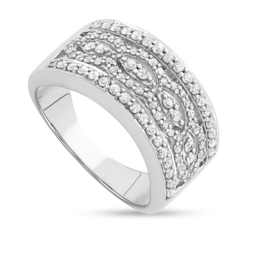 3/4 CTTW White Diamond Art Deco Band in 10KW