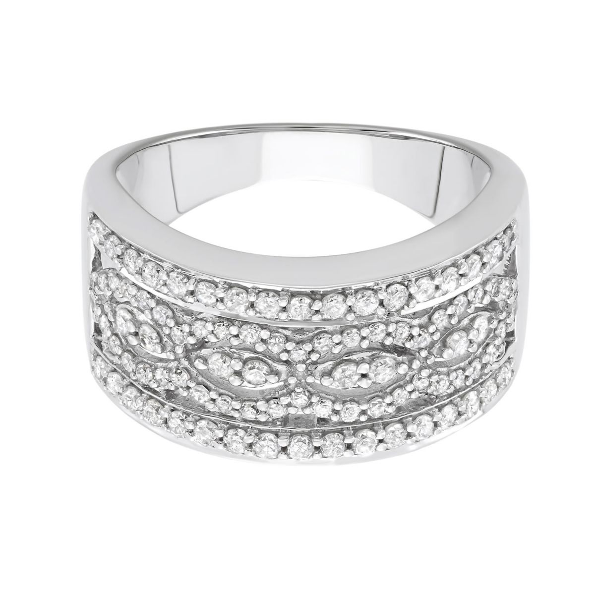 3/4 CTTW White Diamond Art Deco Band in 10KW