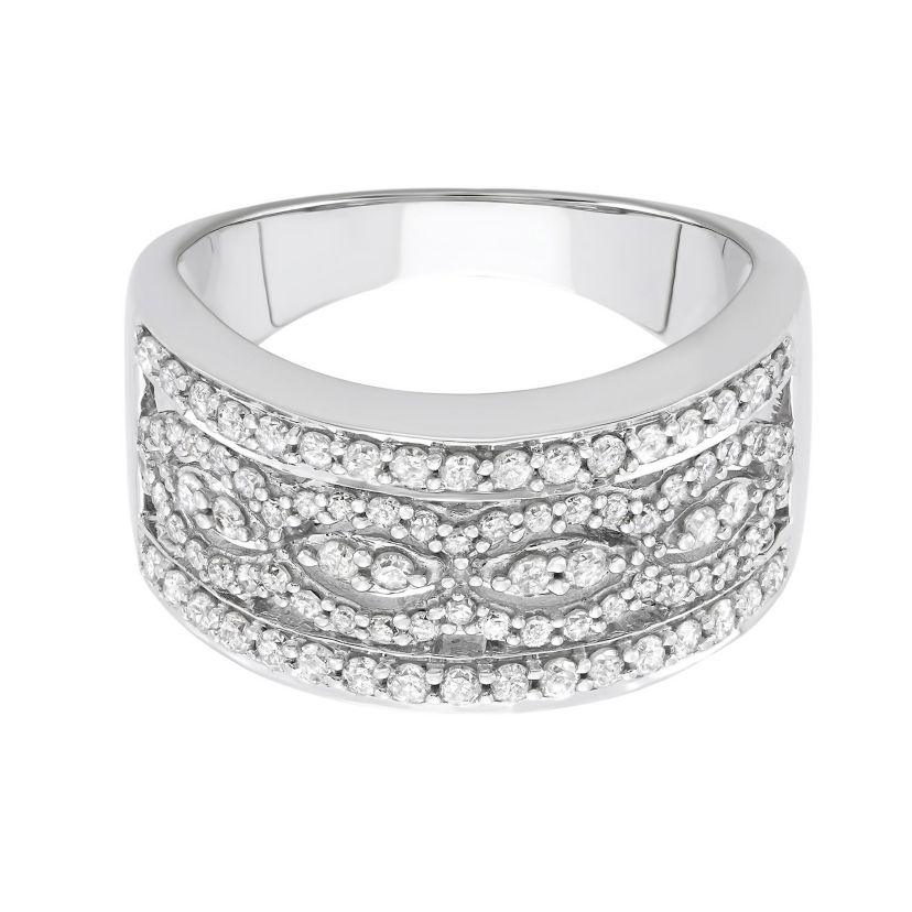 3/4 CTTW White Diamond Art Deco Band in 10KW