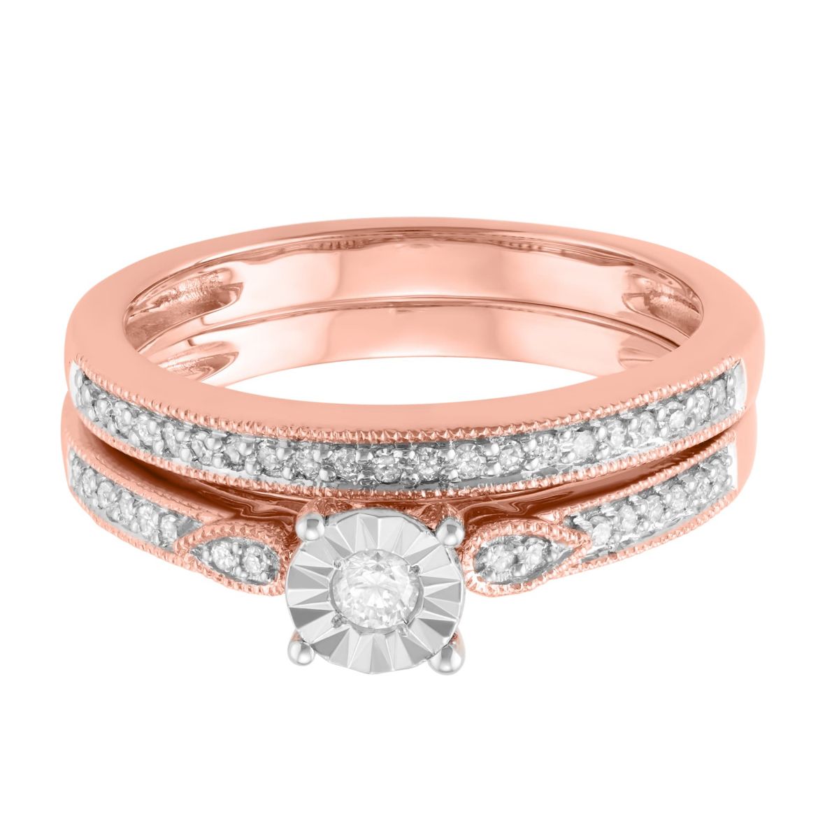 1/4 CTTW Diamond Bridal Ring Set in 10K Rose Gold