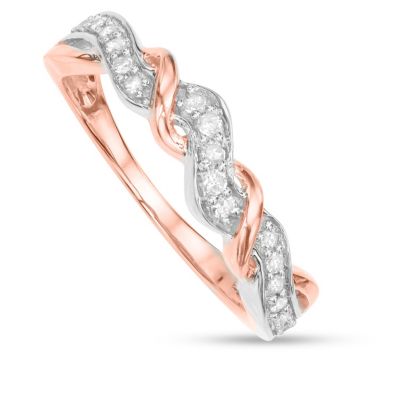 MyDiamondBox 1/5 CTTW Interwine Fashion Diamond Ring in 10K Two Tone, Gold, 8
