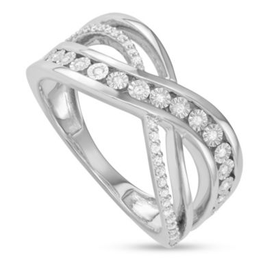 MyDiamondBox 1/5 CTTW Diamond Infinity Ring in Sterling Silver, 8