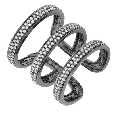 MyDiamondBox 1.00 CTTW White Diamond Cocktail Ring in Black Rhodium Plated Sterling Silver, 5
